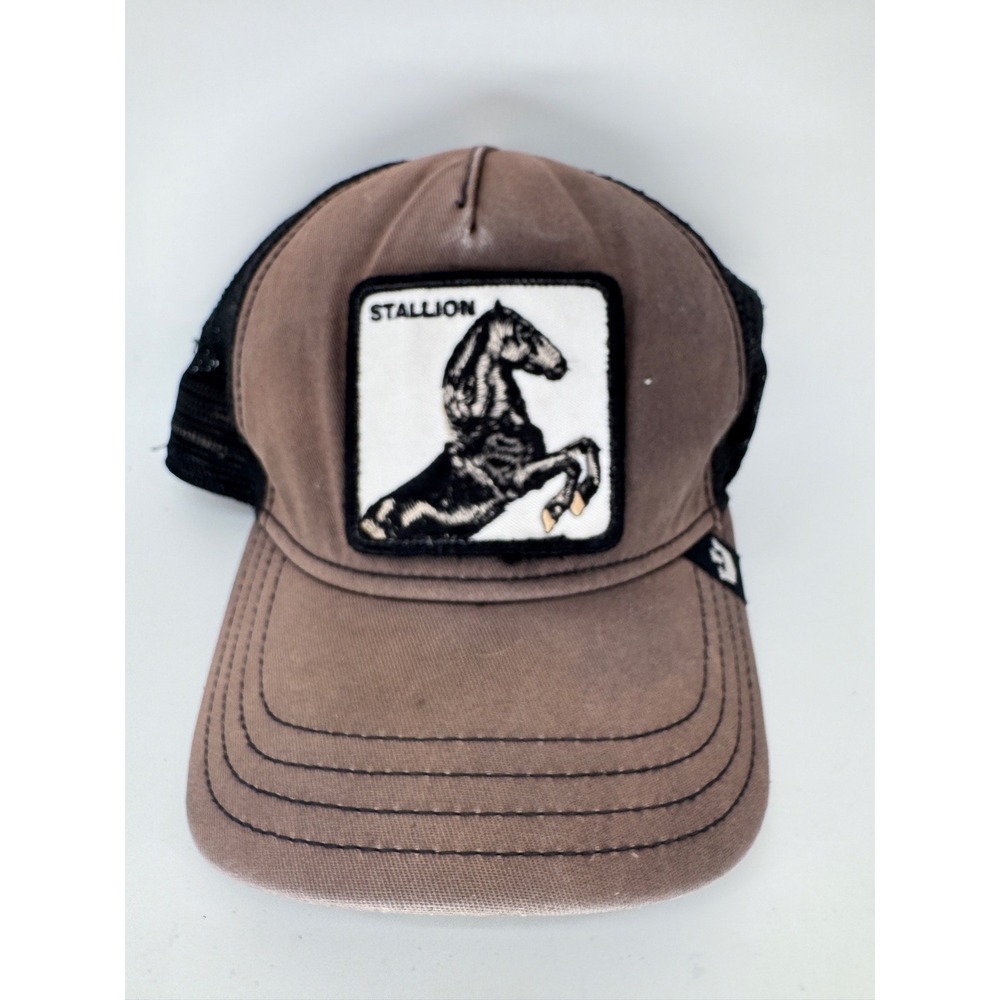 Goorin Bros The Farm Stallion Trucker Hat Brown Black Horse Snapback Cap